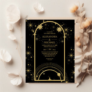 Budget Black Guld kelestial Stars Bröllop Reklamblad
