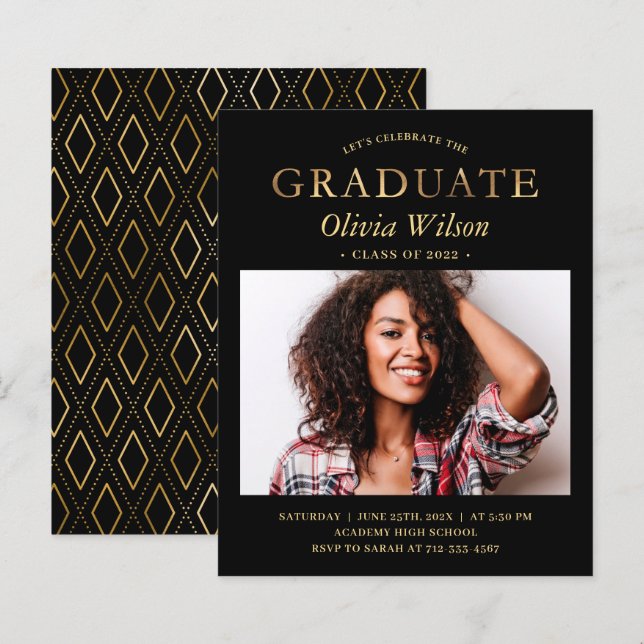 Budget Black Guld Photo Studenten Firande (Fram/baksida)