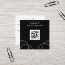 Budget Black Guld QR Code Wedding bjudande