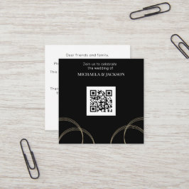 Budget Black Guld QR Code Wedding bjudande Fyrkantigt Visitkort