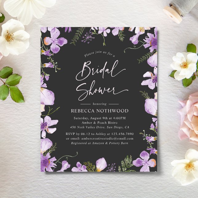 Budget Black Lila Garden Möhippa Inbjudan (Skapare uppladdad)