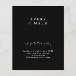 Budget Black Modern bröllopsinbjudan Flygblad