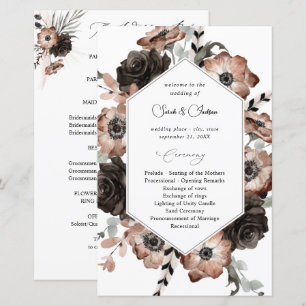 Budget Black&NaturalFloral Boho Bröllopsprogram M