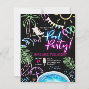 BUDGET Black Neon Glow Watercolor Bassäng Birday