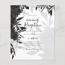 BUDGET Black Ro Elegant White Wedding bjudande in Flygblad