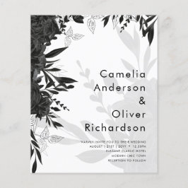 BUDGET Black Ro Elegant White Wedding bjudande in Flygblad