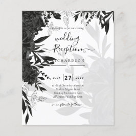 BUDGET Black Ro Elegant White Wedding bjudande in Flygblad