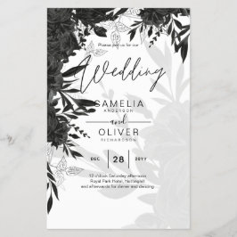 BUDGET Black Ro Elegant White Wedding bjudande in Flygblad