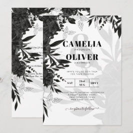 BUDGET Black Ro Elegant White Wedding bjudande in Inbjudningar