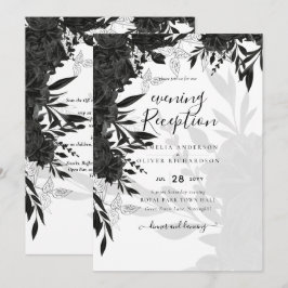 BUDGET Black Ro Elegant White Wedding bjudande in Inbjudningar