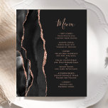 Budget Black Ro Guld Agate Mörk Bröllop Menu<br><div class="desc">Den moderna bröllopsinbjudan från elegantens lämnat kant har en svart vattenfärgad agat gräns som trimmas med faux ro guld glitter. Anpassadet kombinerar handskriftsskript för ro rosa och typsnitt för kopieringsskylt på en baksida som inte är svart. Den omvända sidan har en matchande svartvit och ro guld-agate-design.</div>