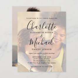 Budget Black Script 2 Photos Wedding-inbjudan