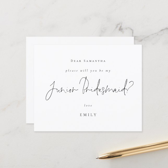 Budget Black Script Junior Bridesmaid-begäran (Fram/Back In Situ)