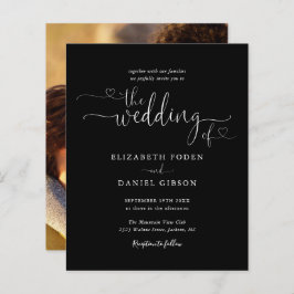 Budget Black Script Photo Wedding-inbjudan