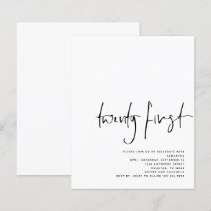 Budget Black Script White 21:a födelsedagen Inbjud