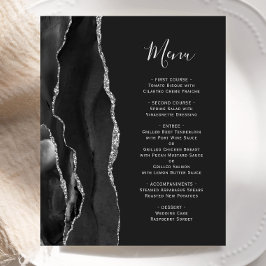 Budget Black Silver Agate Mörk Bröllop Menu