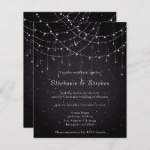 Budget Black String Ljus QR Code Wedding bjudande