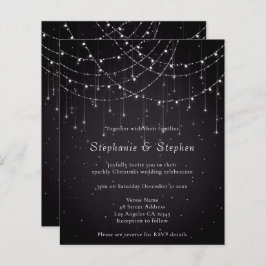 Budget Black String Ljus QR Code Wedding bjudande 