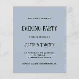 Budget Black Text Dusty Blue Evening Party Inbjuda