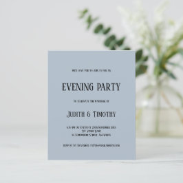 Budget Black Text Dusty Blue Evening Party Inbjuda