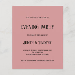 Budget Black Text Dusty Rosa Evening Party Inbjuda