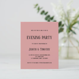 Budget Black Text Dusty Rosa Evening Party Inbjuda
