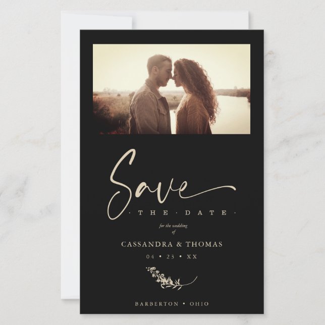 Budget Black Trendy Branches Wedding Photo Couple (Framsida)