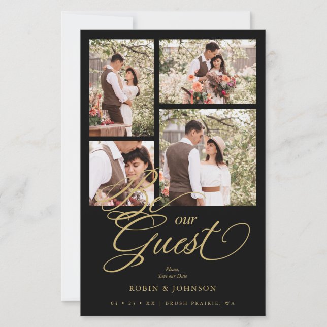 Budget Black Trendy Collage 4 Photos Luxury Script (Framsida)