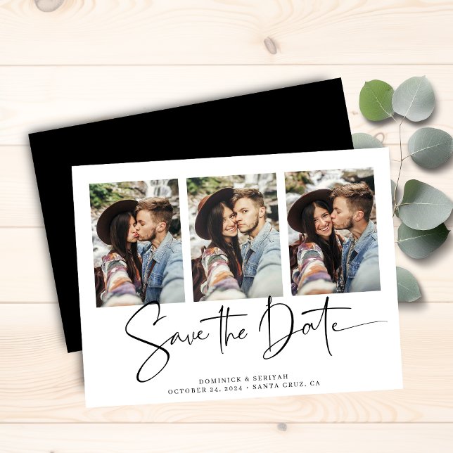 Budget Black Typography Bröllop spara datum (Budget Black Typography Wedding Save the Date Card)