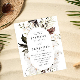 Budget Black & White Blommigt Beachy Bröllop Flygblad