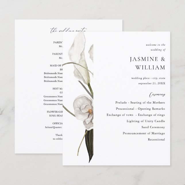 Budget Black & White Blommigt Bröllop Ceremony 2 (Fram/baksida)