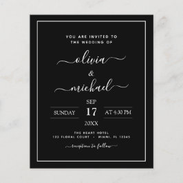Budget Black White Bröllop Modern Typography Flyer