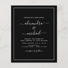 Budget Black White Bröllop Modern Typography Flyer
