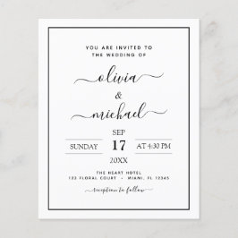 Budget Black White Bröllop Modern Typography Flyer