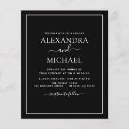 Budget Black White Bröllop Modern Typography Flyer