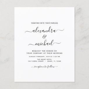 Budget Black White Bröllop Modern Typography Flyer