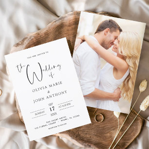 Budget Black White Bröllop Photo Modern Flygblad