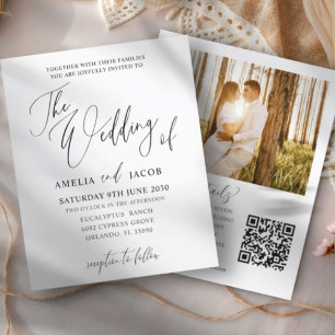 Budget Black & White Calligraphy QR Code Bröllop