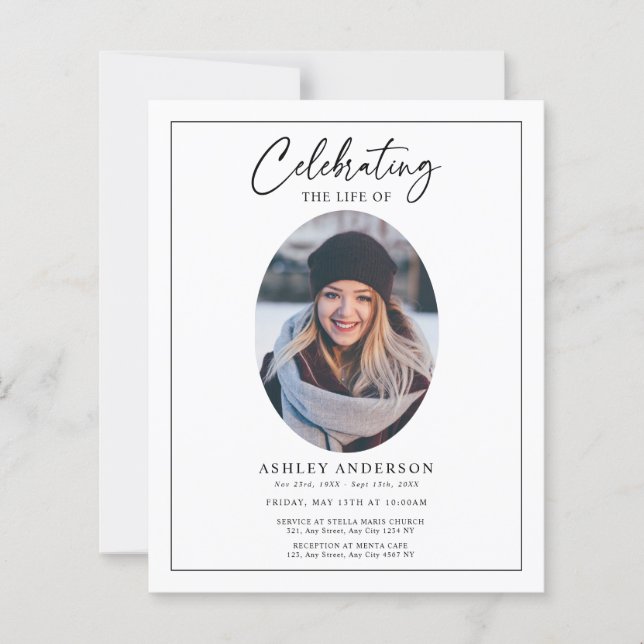 Budget Black White Celebration of Life Funeral (Framsida)