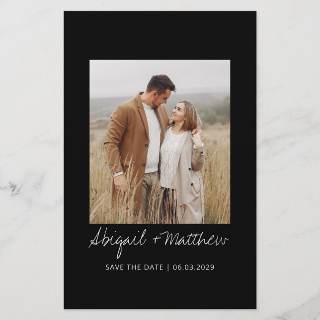 Budget Black White - enkelt spara datuminbjudan Flygblad (Framsidan)