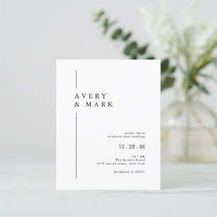 Budget Black White-inbjudan om minimalistiskt bröl