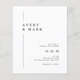 BUDGET Black White-minimalistisk bröllopsinbjudan Flygblad