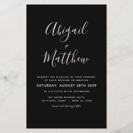 Budget Black White Modern Photo Wedding-inbjudan