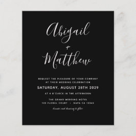 Budget Black White Modern Photo Wedding-inbjudan