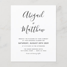 Budget Black White Modern Photo Wedding-inbjudan
