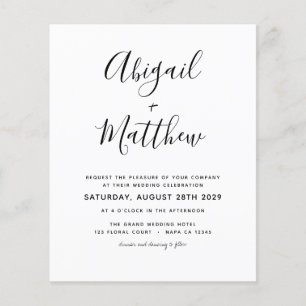 Budget Black White Modern Photo Wedding-inbjudan