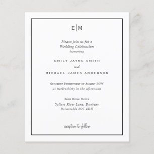 Budget Black White Modern Simple Elegant bröllop