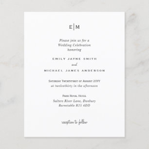 Budget Black White Modern Simple Elegant bröllop