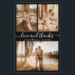 Budget Black White Photo Bröllop - tackkort<br><div class="desc">Budget, Elegant, Modern, Bröllop 3 Photo Collage Hand Lettered Tack till ett rimligt pris, med låg budget, TIN Card Flyer. Minimalistiskt tack för bröllop är att du har en kortmall med (3) tre foto på framsidan och ett foto på baksidan. ***NOTERA! *** RULLA FÖR MER INFORMATION! *** Med texten "Kärlek...</div>