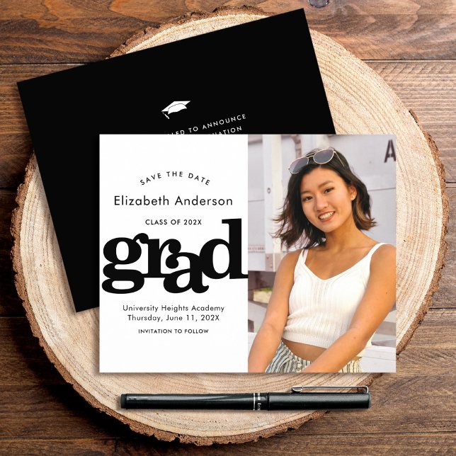 Budget Black White Photo Spara Student Inbjudan (Skapare uppladdad)